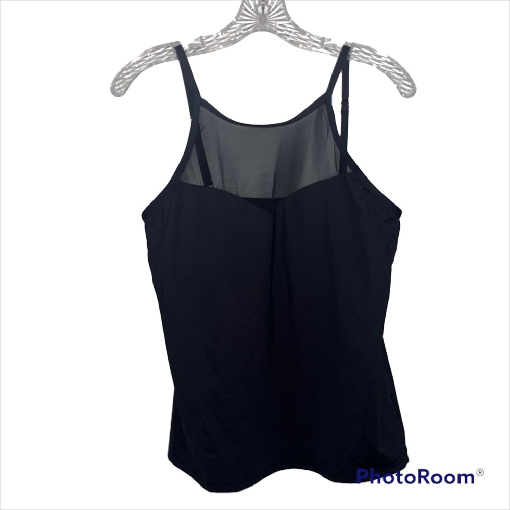 LA BLANCA black mesh tankini top sweetheart neckline